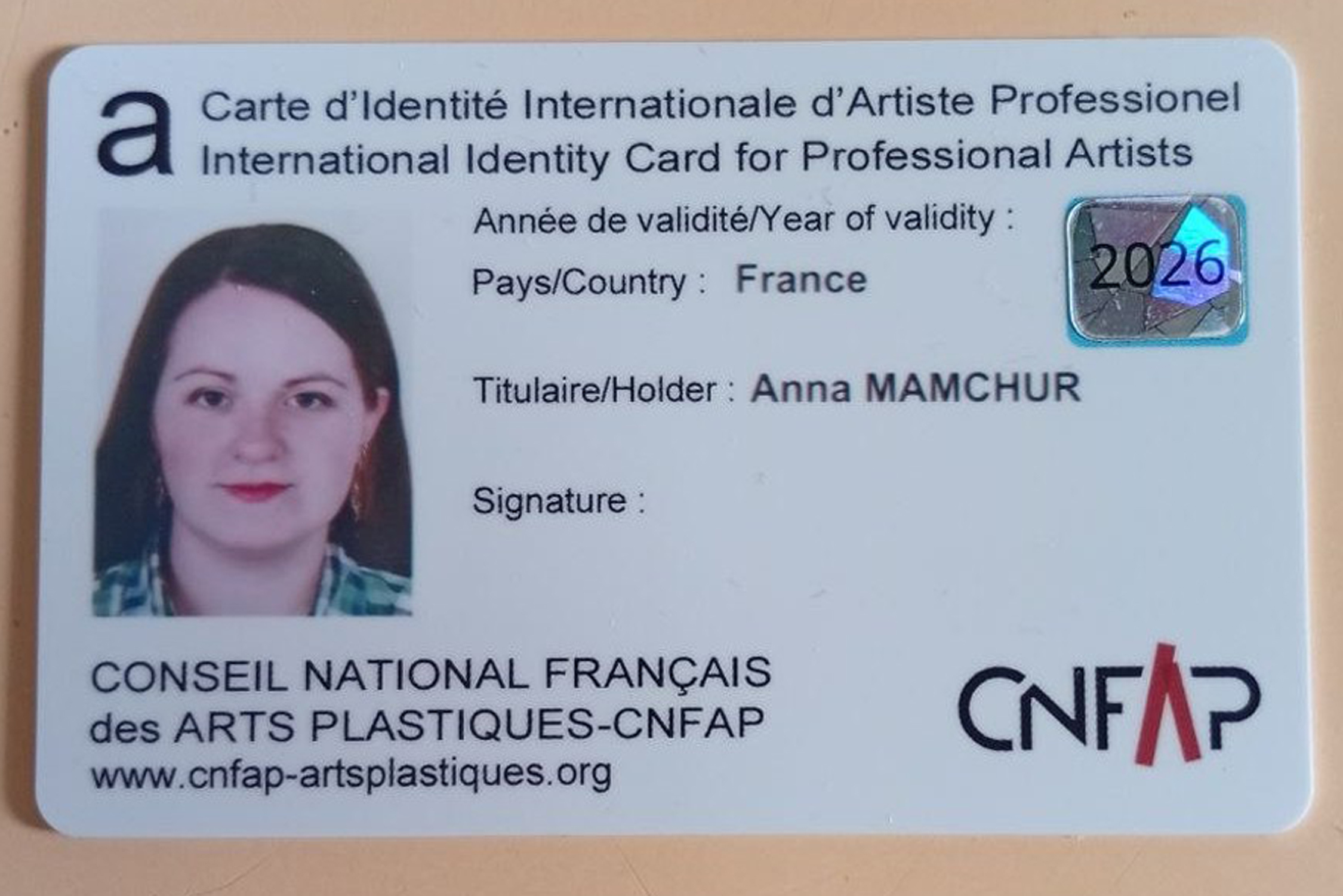 Confirmation de l’adhésion d’Anna Mamchur au CNFAP