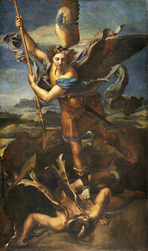 Painting ‘Saint Michael Vanquishing Satan’ by Raphael — Louvre, High Renaissance