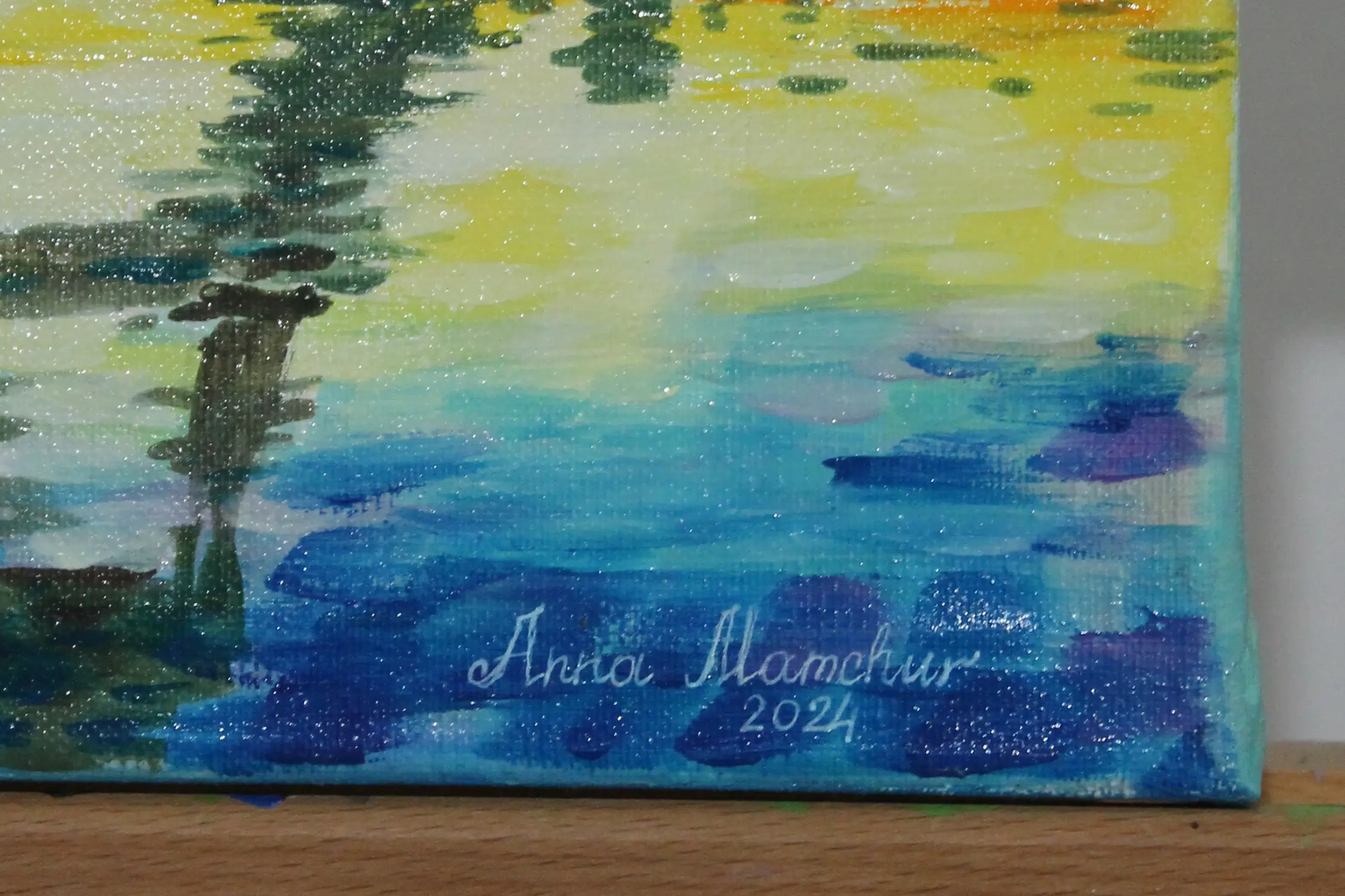 Reflets de Paris — peinture acrylique d’Anna Mamchur — signature de l’artiste au recto