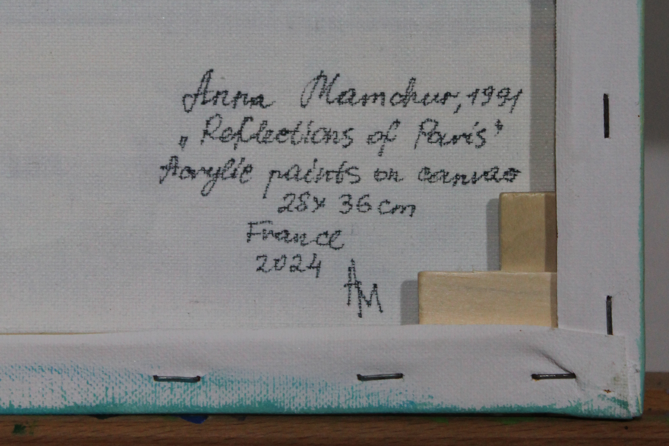 Reflexionen von Paris — Acrylgemälde von Anna Mamchur, Signatur auf der Rückseite