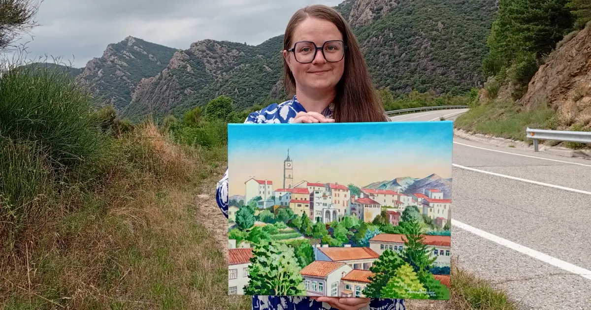 Matin à Saint-Laurent-de-Cerdans — peinture acrylique d’Anna Mamchur