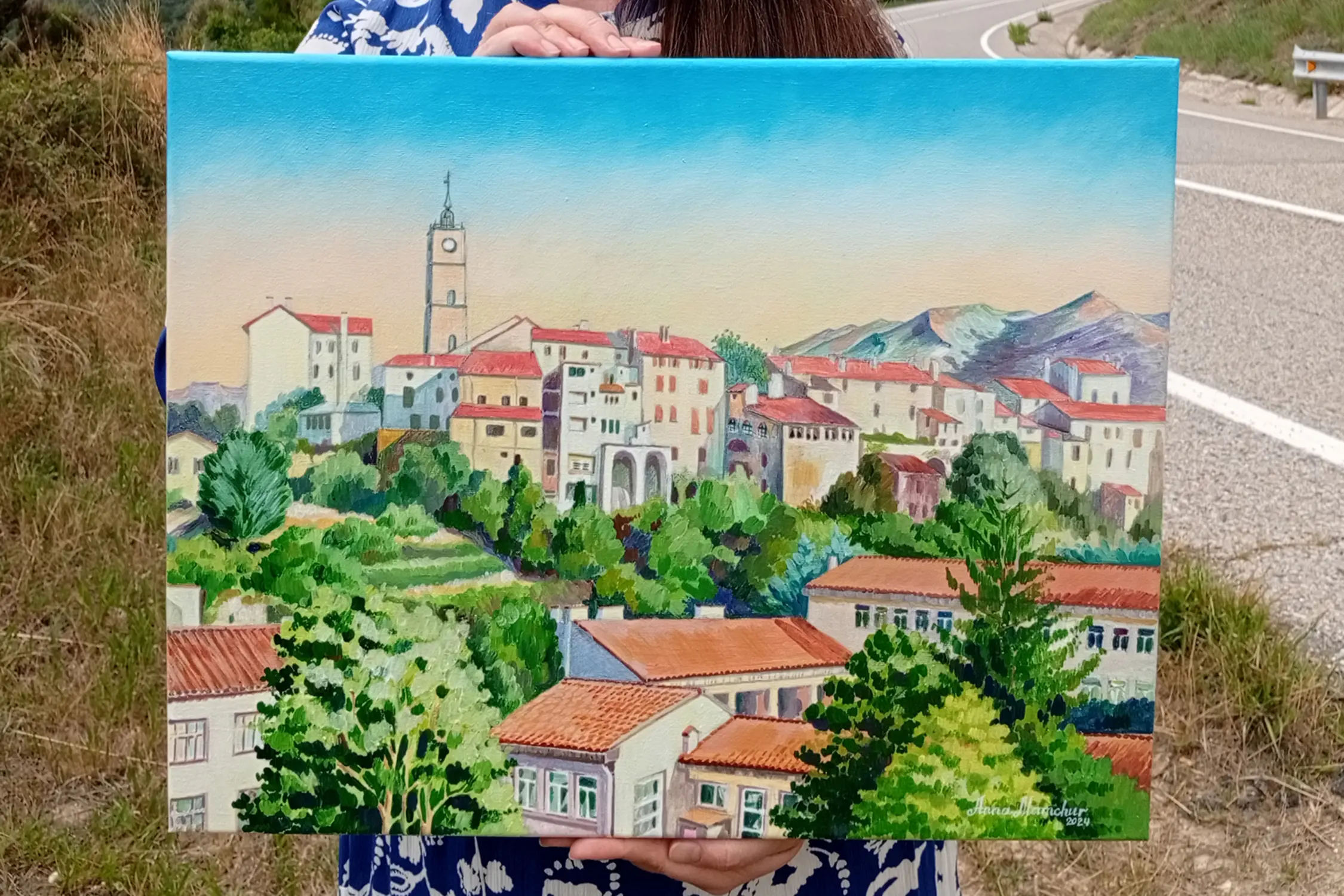 Matin à Saint-Laurent-de-Cerdans — peinture acrylique d’Anna Mamchur — vue 2