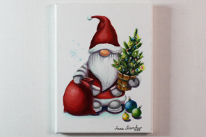 Lutin de Noël avec un sapin — peinture acrylique par Anna Mamchur
