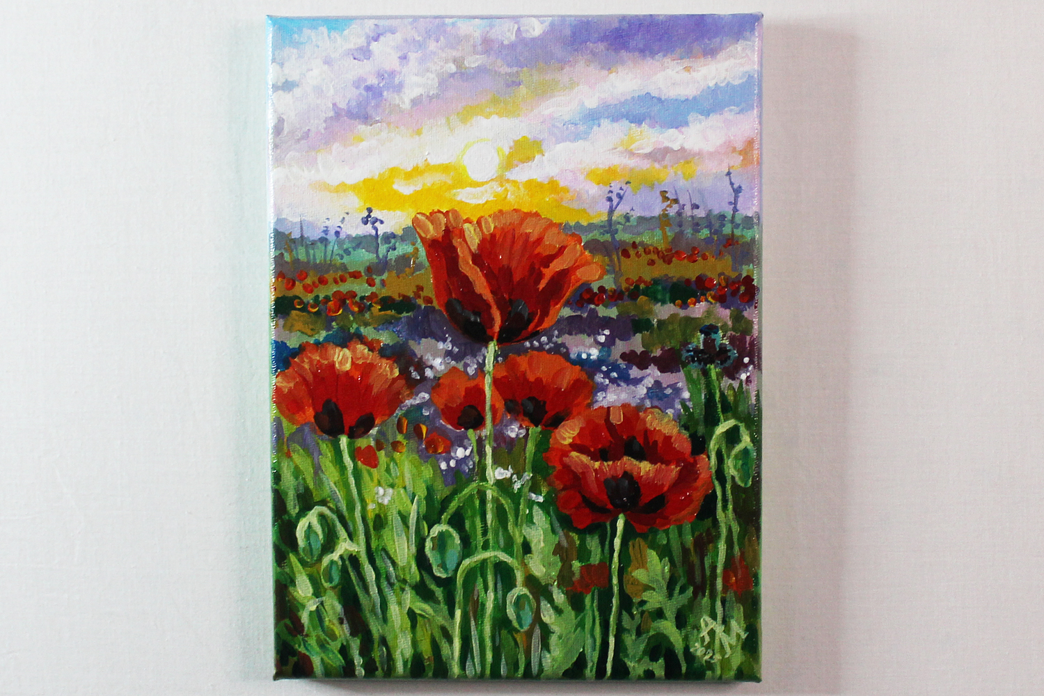 Champ de coquelicots au coucher du soleil — vue principale