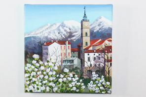 Printemps dans une ville de montagne — peinture acrylique d'Anna Mamchur