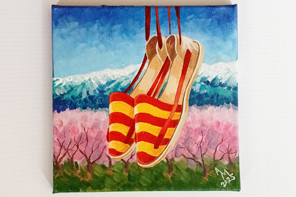 Espadrilles et Canigou — peinture acrylique d'Anna Mamchur