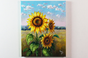 Tournesols à l'aube — peinture acrylique d'Anna Mamchur