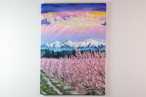 Lueur de printemps au-dessus du Canigou — peinture acrylique d'Anna Mamchur