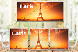 Mug avec la tour Eiffel — Paris doré à la rencontre du jour et de la nuit
