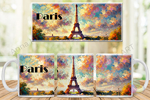 Mug avec la tour Eiffel — un instant avant le coucher du soleil
