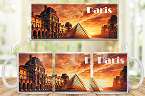 Mug avec le Louvre — un coucher de soleil doré au cœur de Paris