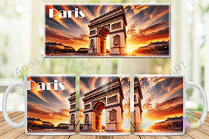 Mug avec l’Arc de Triomphe — la grandeur de Paris dans les rayons du soir